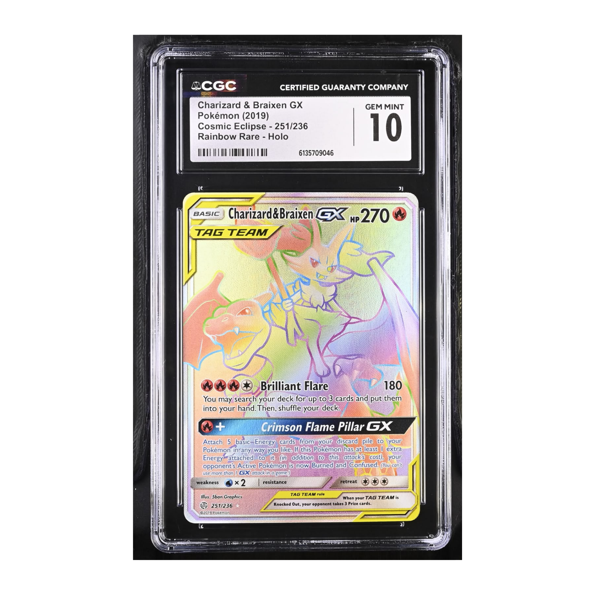 Charizard & Braixen GX (2019) Cosmic Eclipse - CGC 10