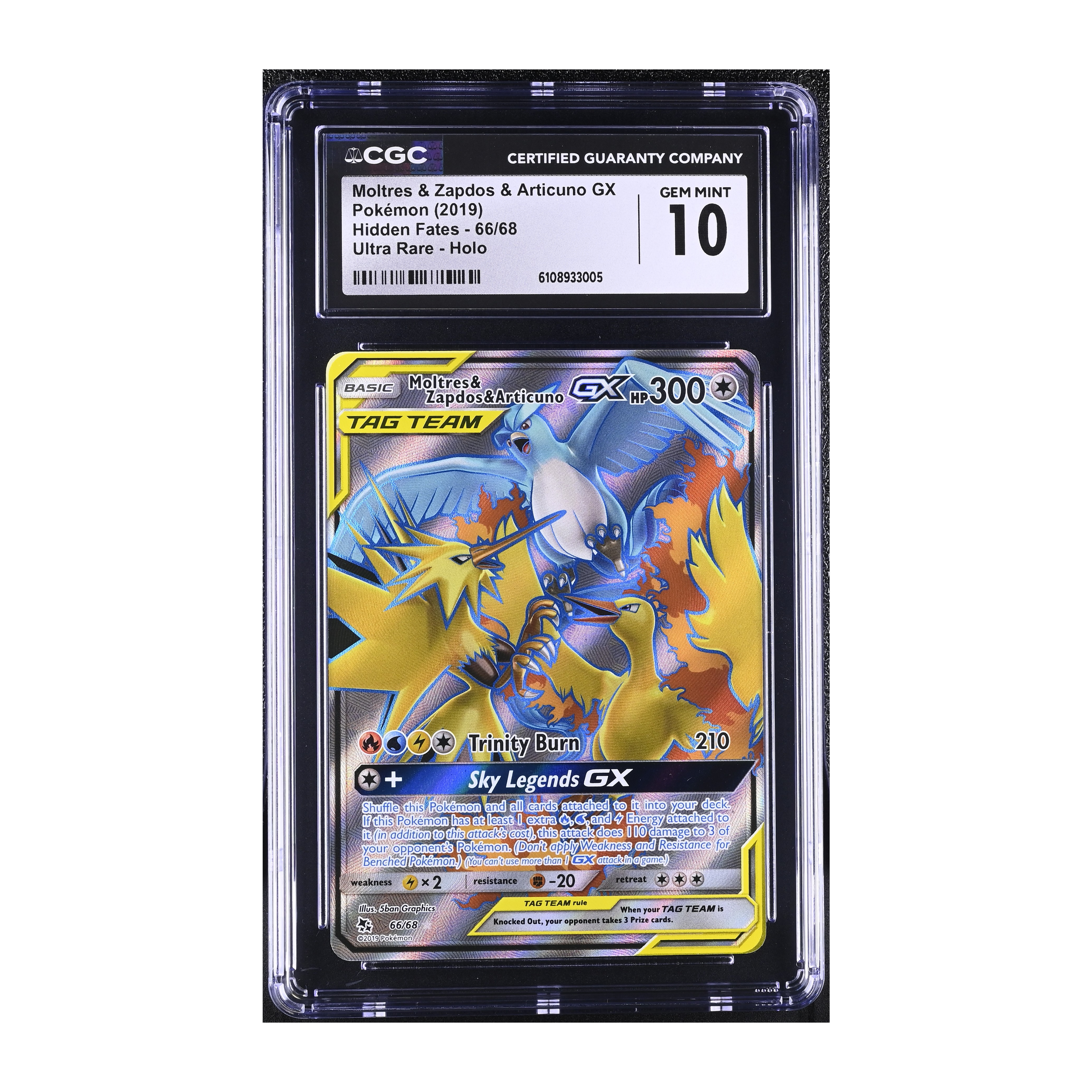 Moltres & Zapdos & Articuno GX (2019) Hidden Fates - CGC 10