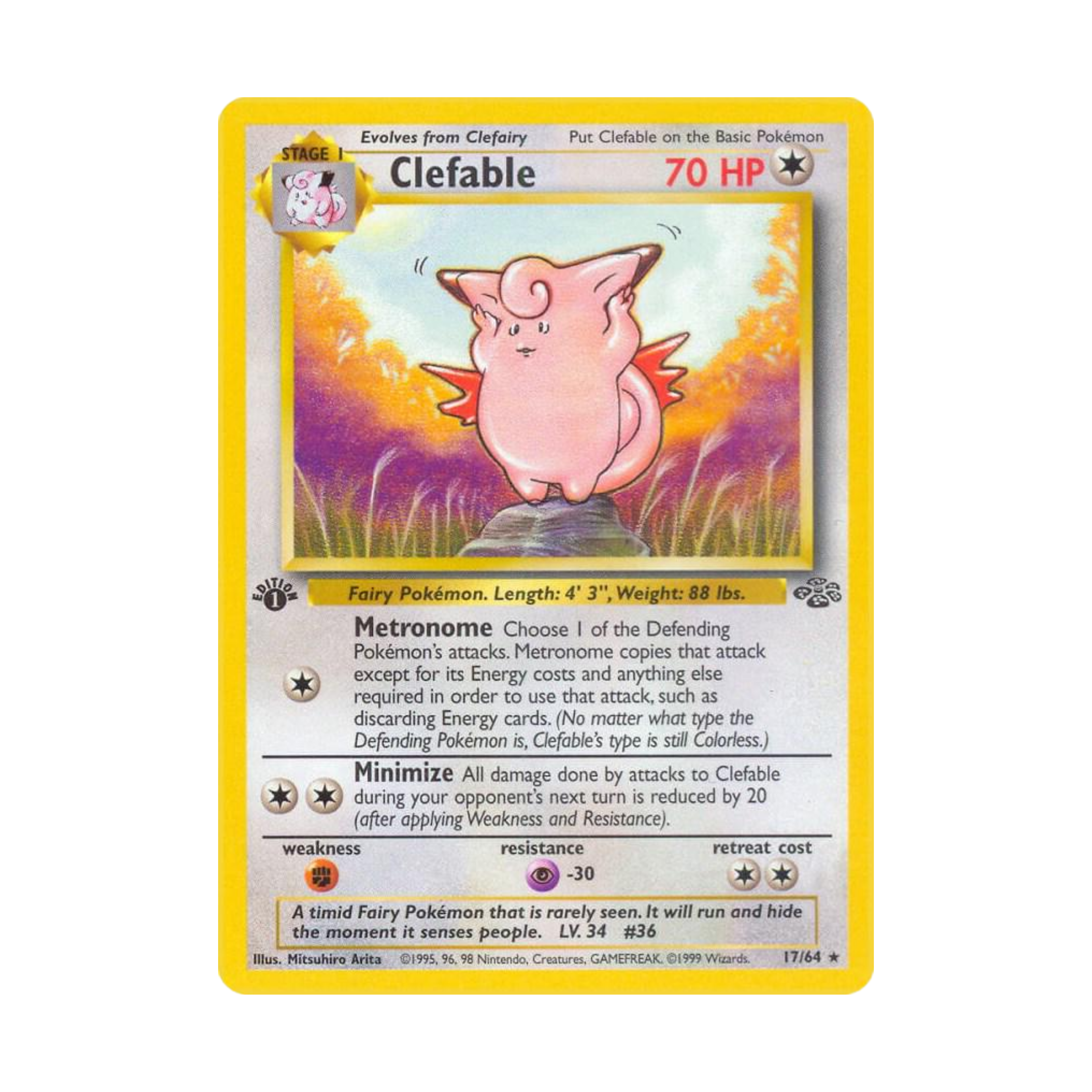 Clefable 1st Edition JU 17 No Holo - NM Español