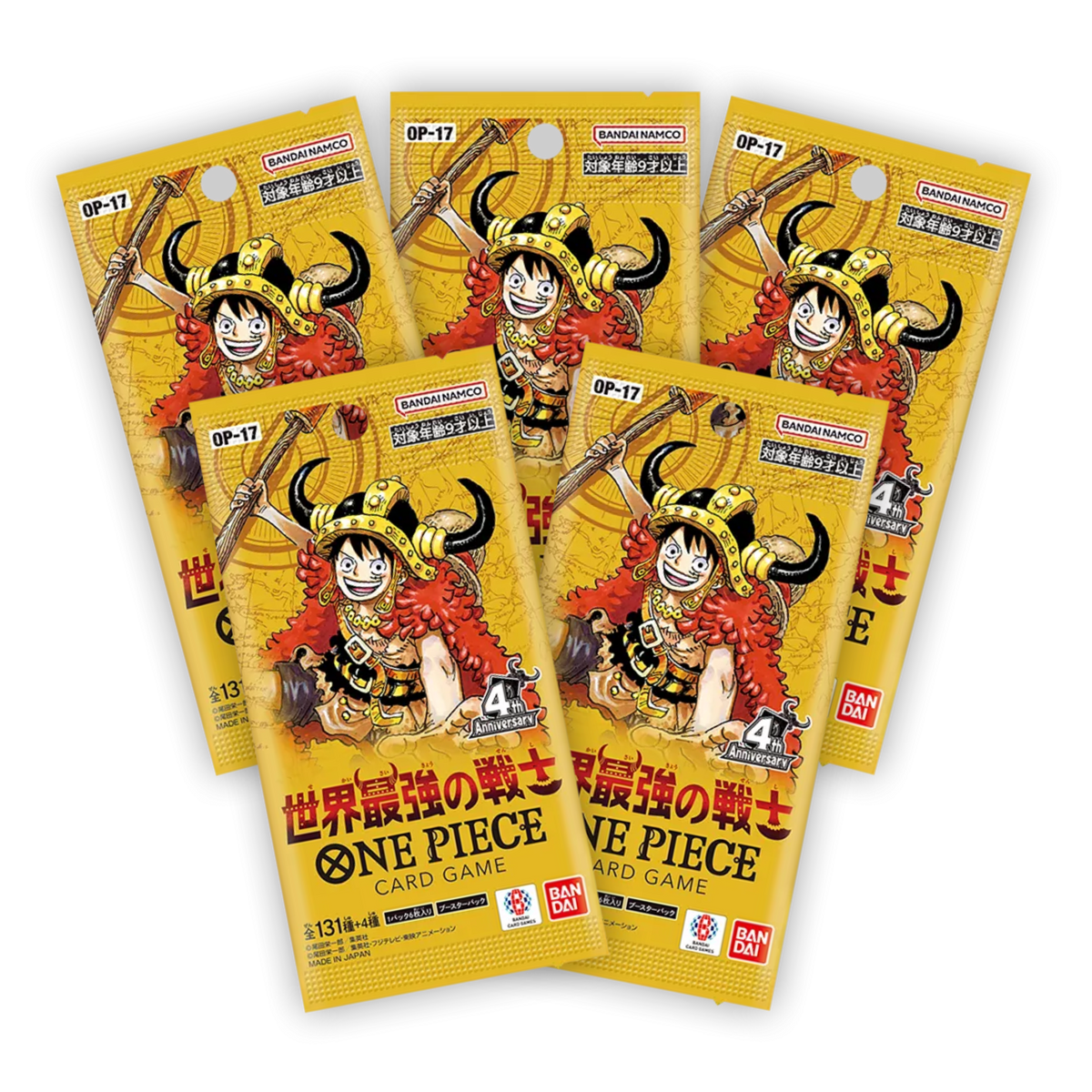 Pack 5 Sobres One Piece The World's Strongest Warriors OP17 - Japones