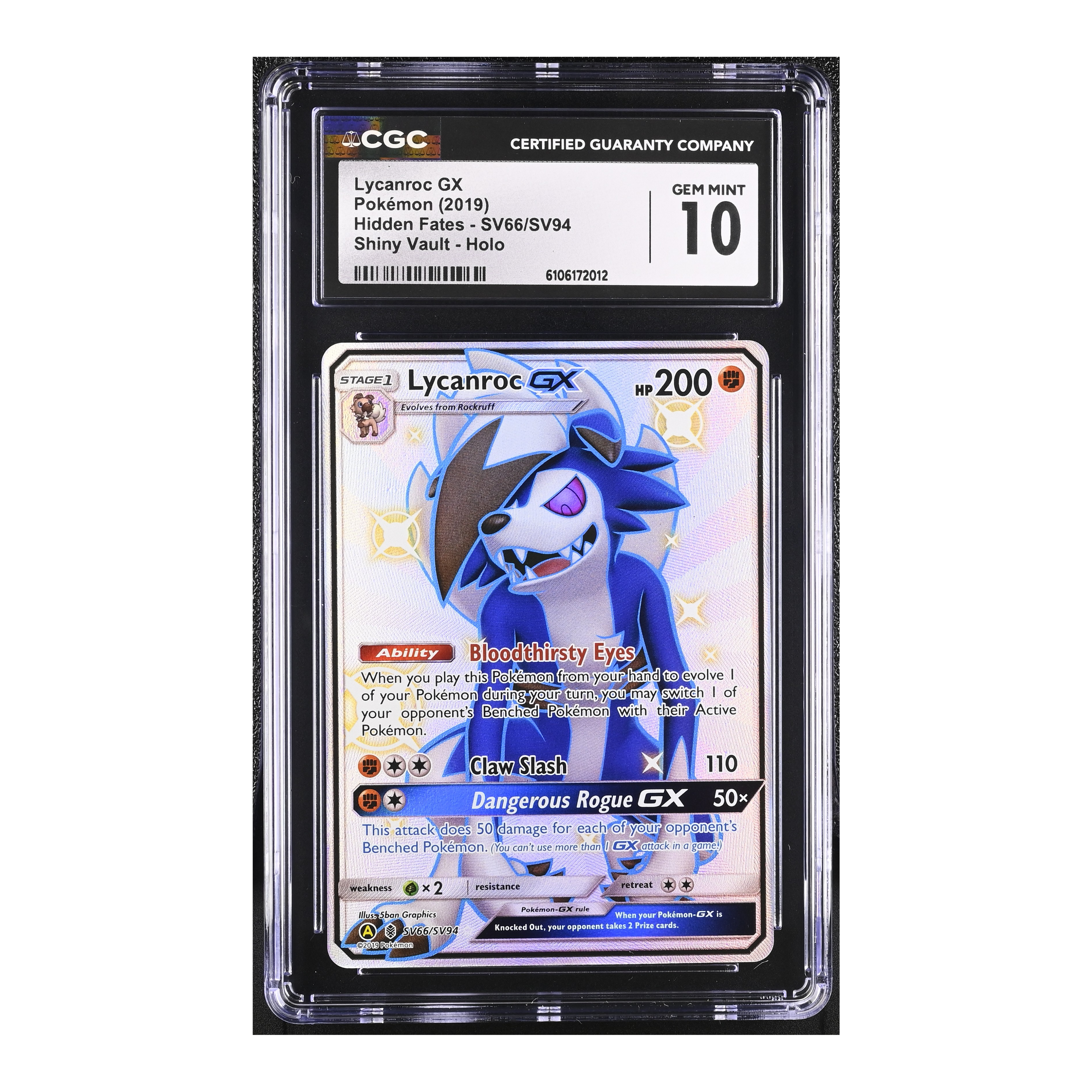 Lycanroc GX (2019) Hidden Fates - CGC 10