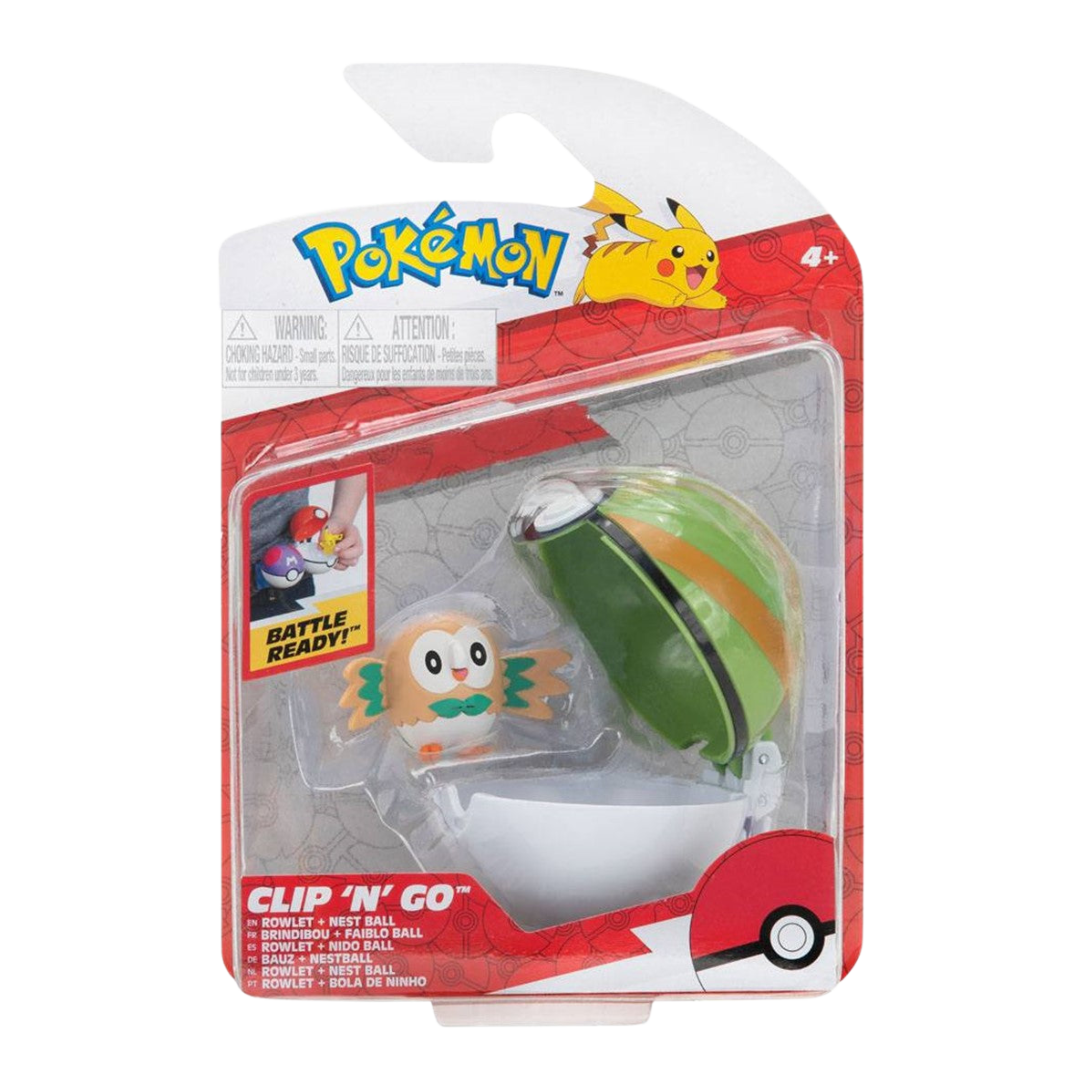 PokeBall Clip 'N' Go Rowlet + Nido Ball - Pokemon