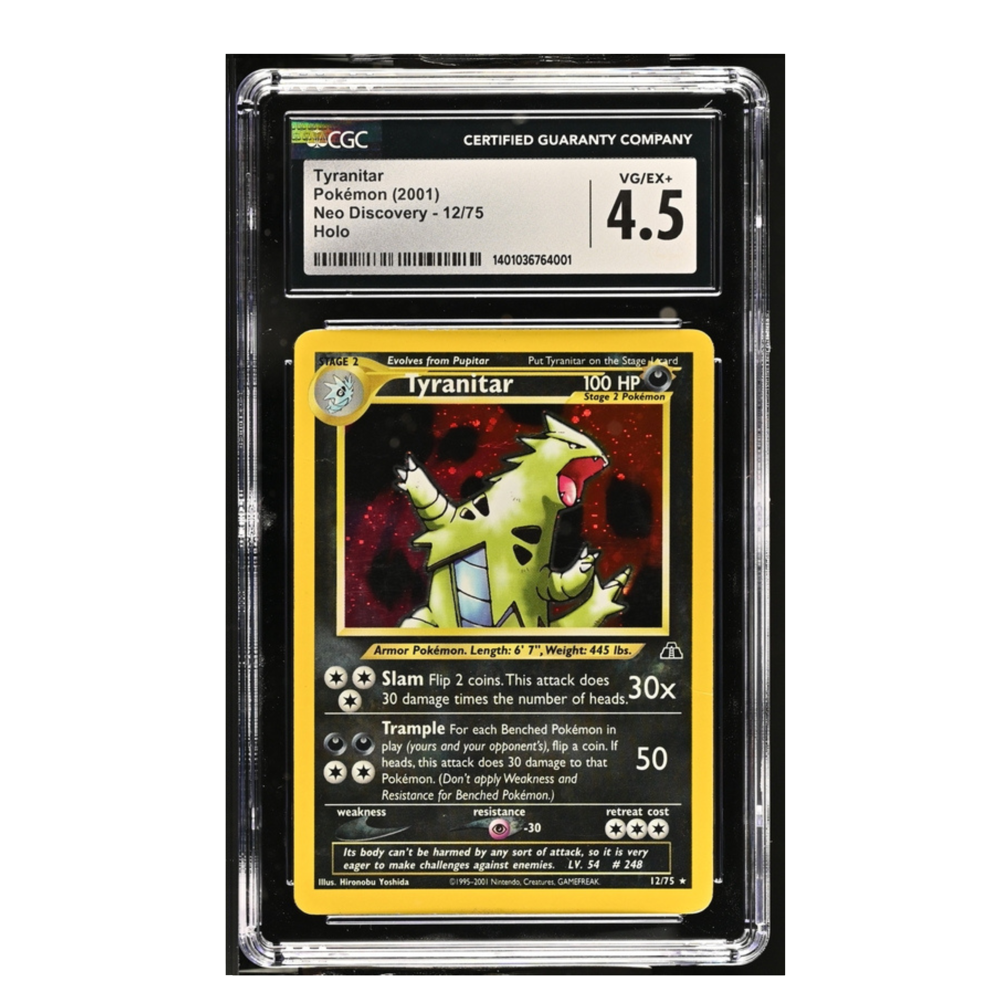 Tyranitar Pokémon (2001) - Neo Discovery - 12/75 - Holo - CGC 4.5