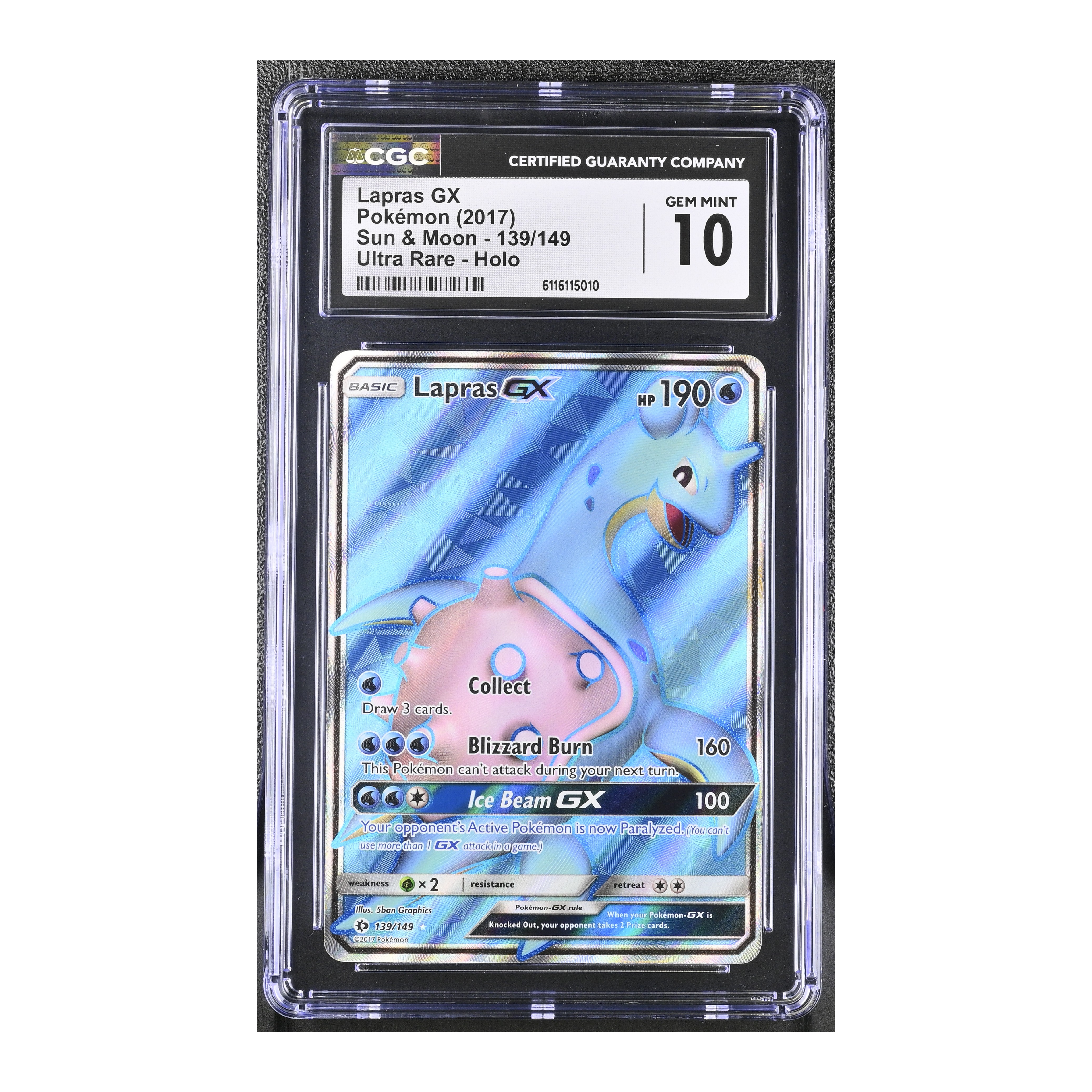 Lapras GX (2017) Sun & Moon - CGC 10
