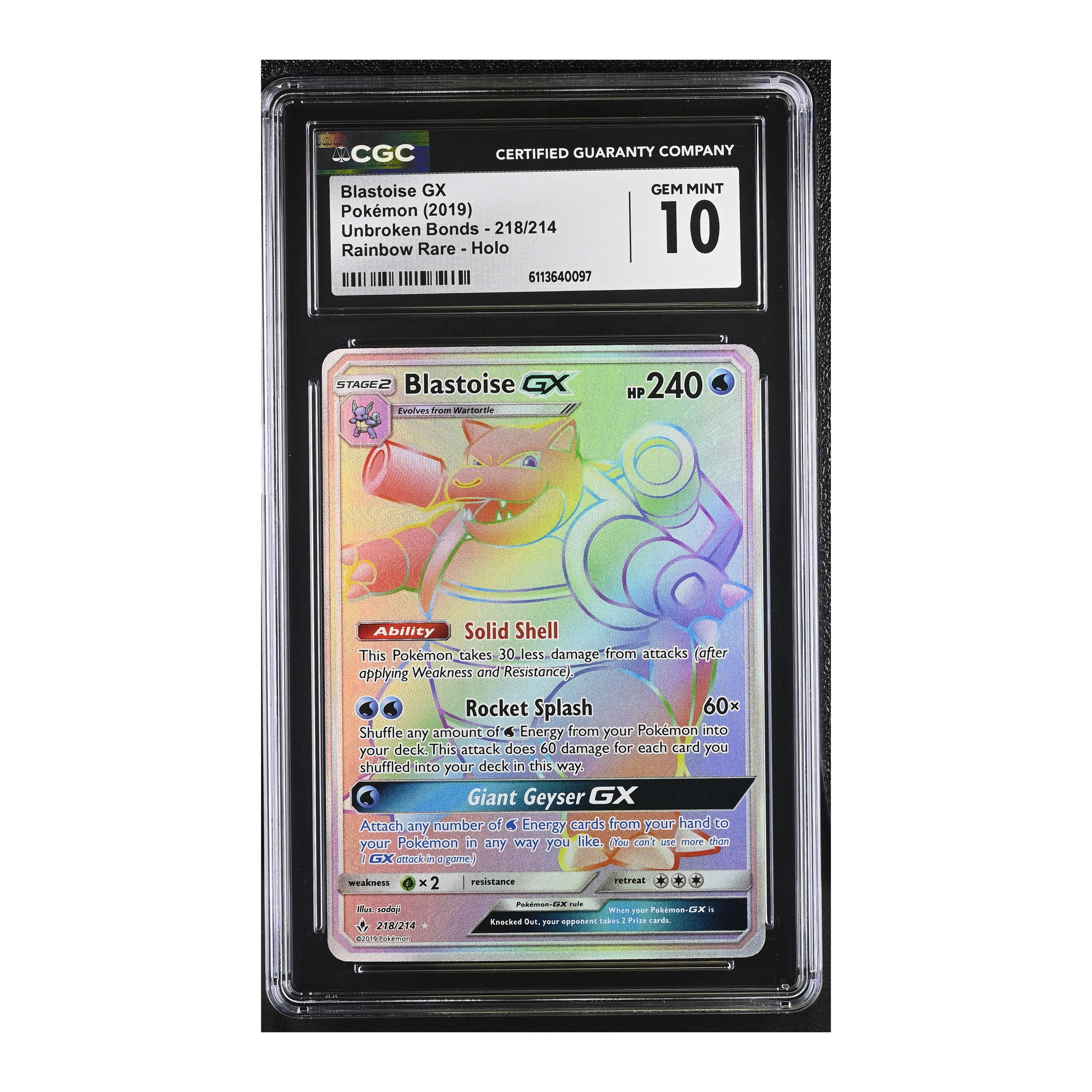 Blastoise GX (2019) Unbroken Bonds - CGC 10