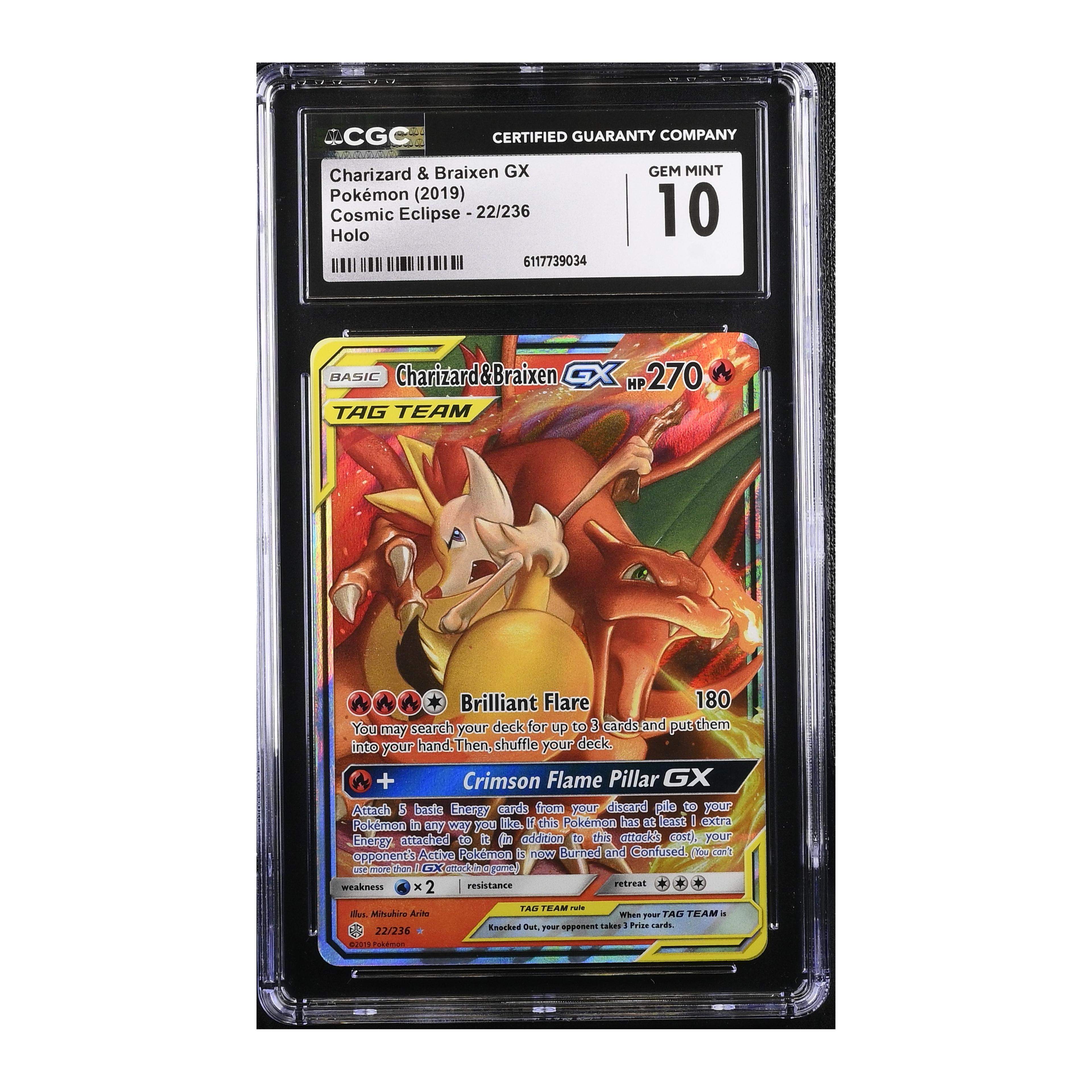 Charizard & Braixen GX (2019) Cosmic Eclipse - CGC 10
