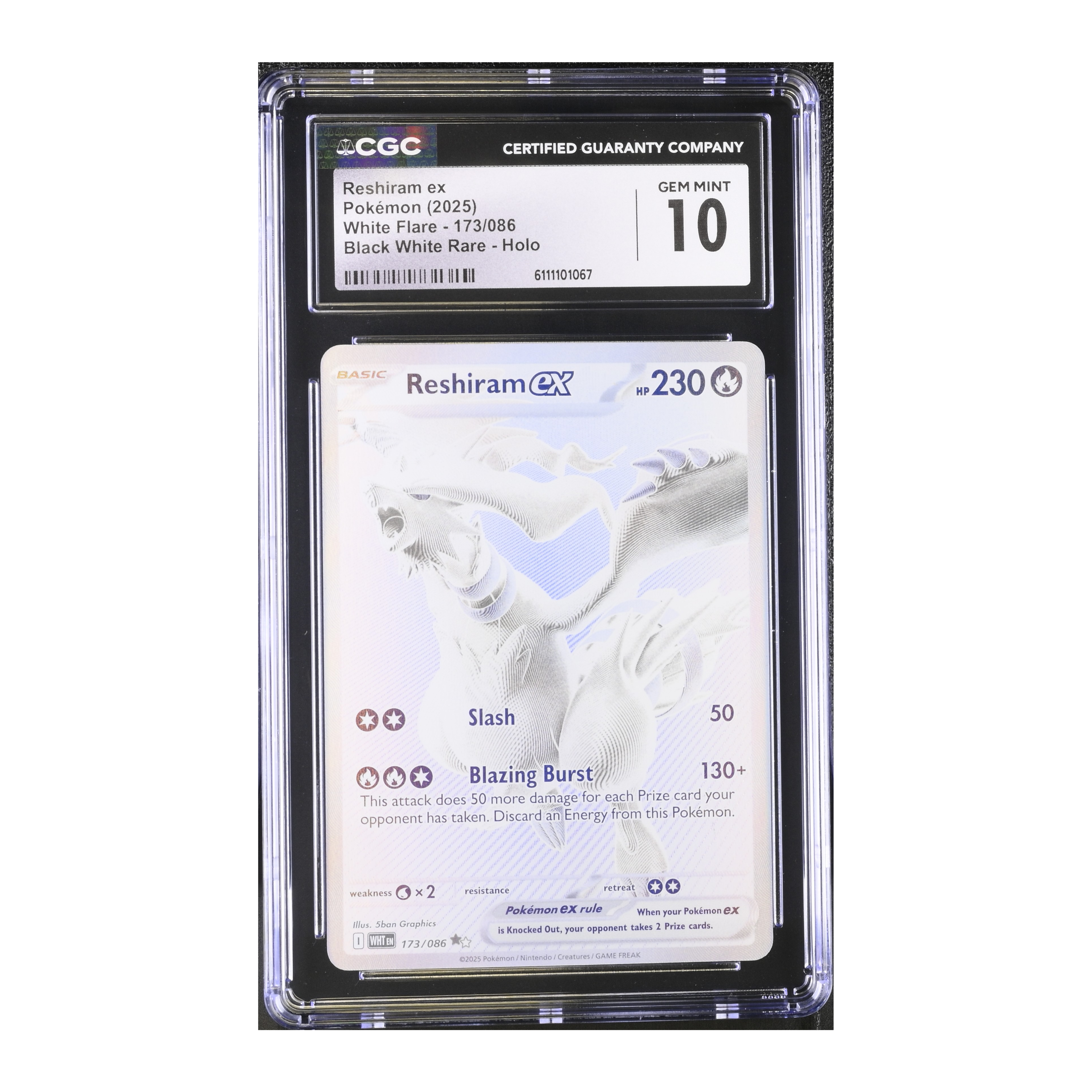 Reshiram EX (2025) White Flare - CGC 10