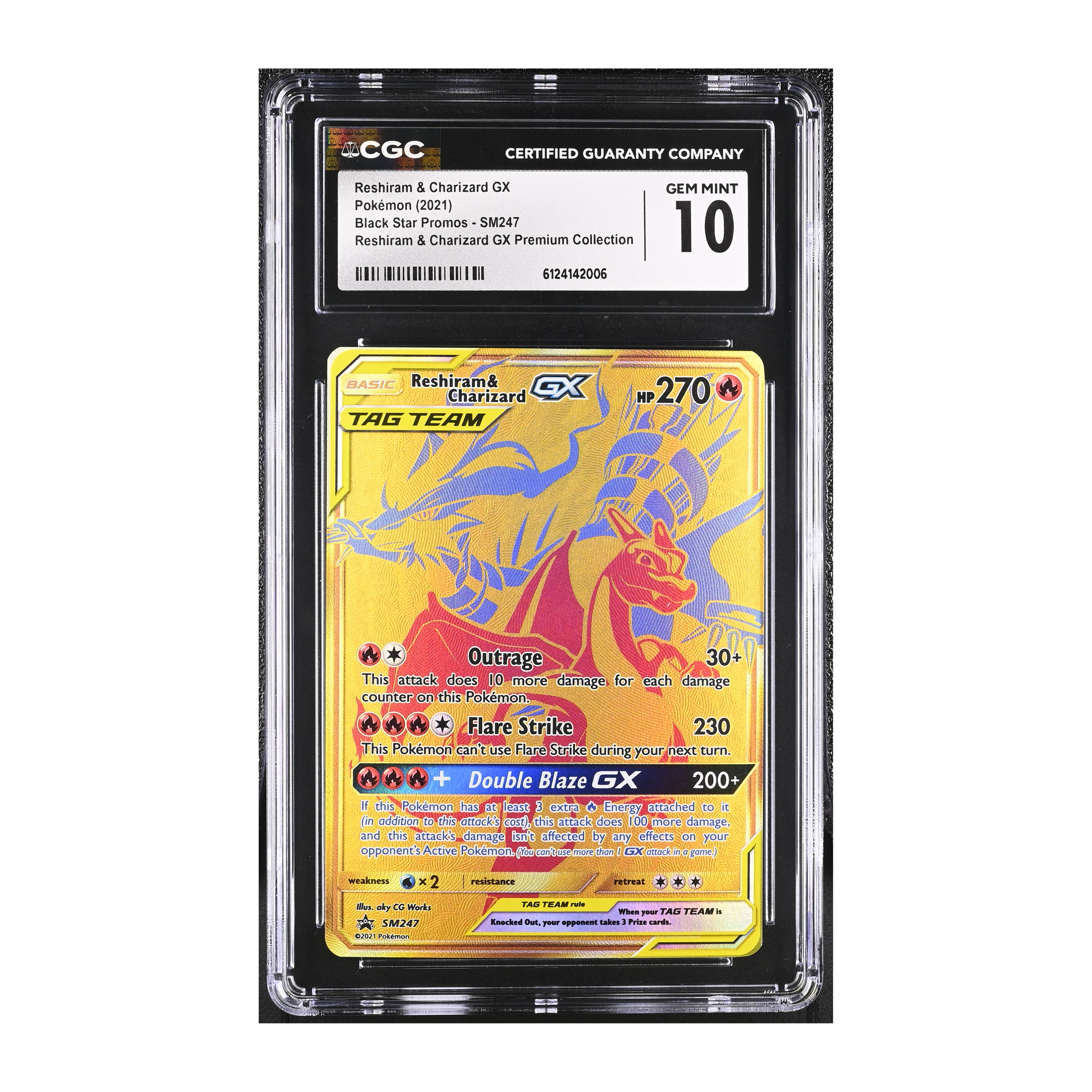 Reshiram & Charizard GX (2021) Black Star Promo - CGC 10