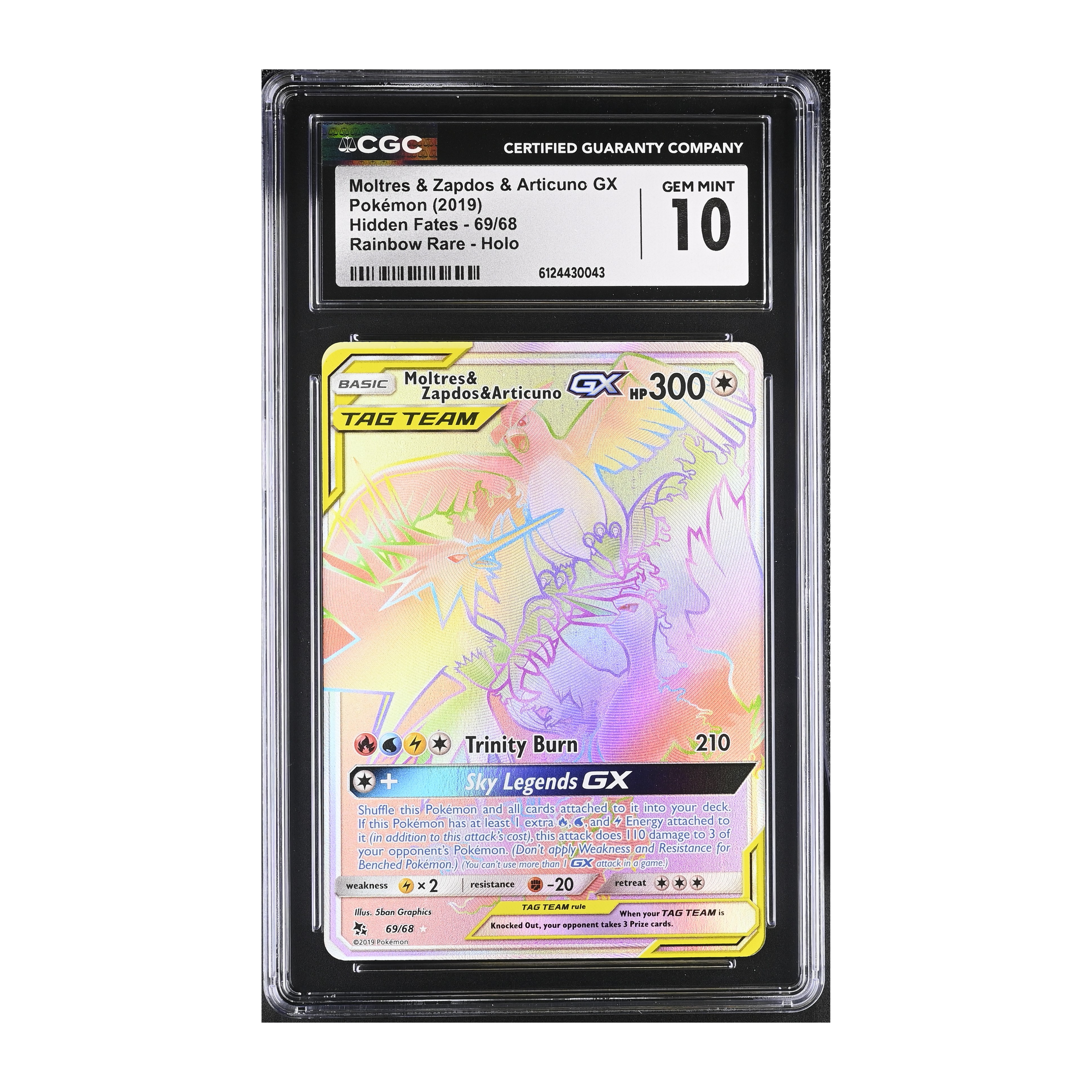 Moltres & Zapdos & Articuno GX (2019) Hidden Fates - CGC 10
