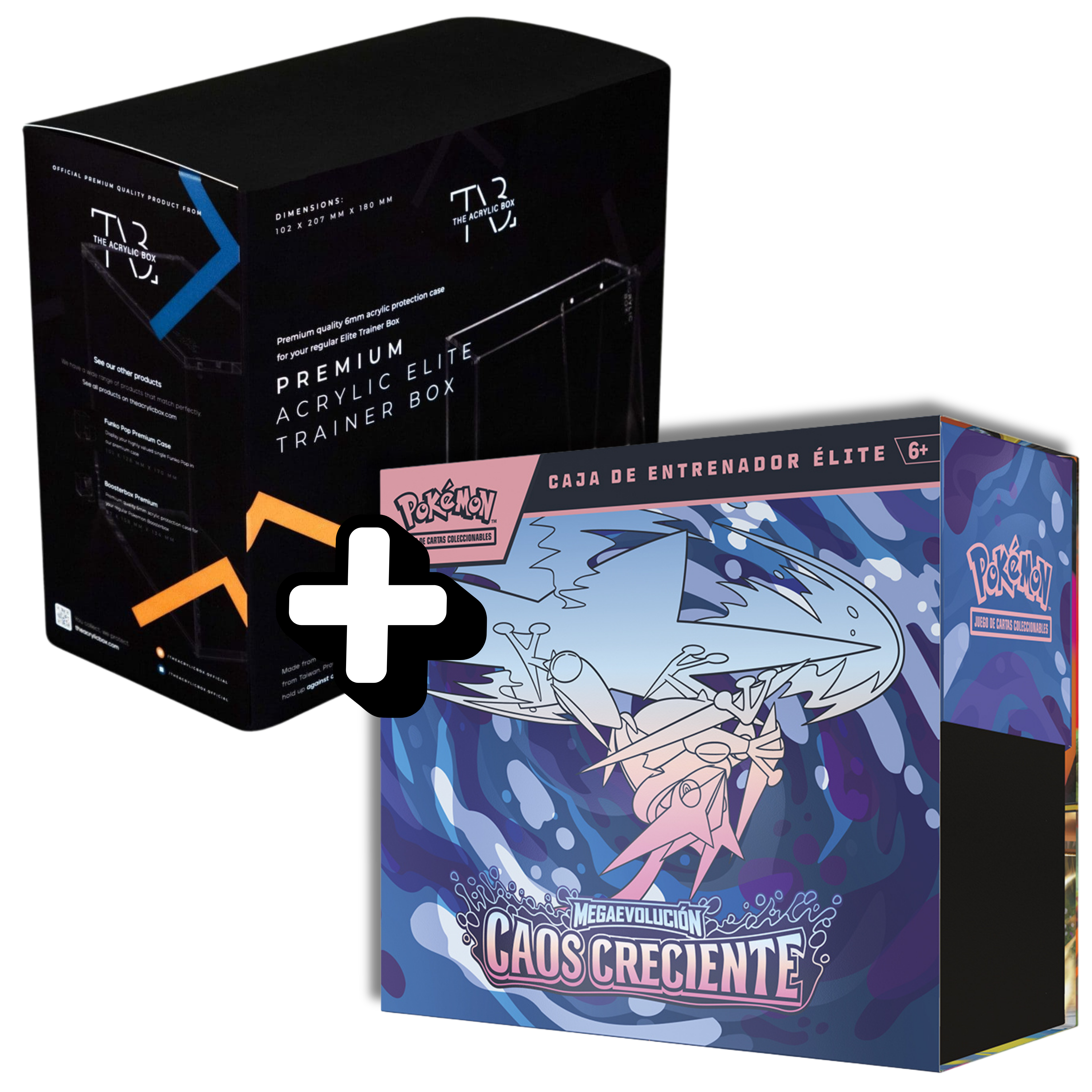ETB Caja de Entrenador Elite Caos Creciente + Protector Acrílico para ETB