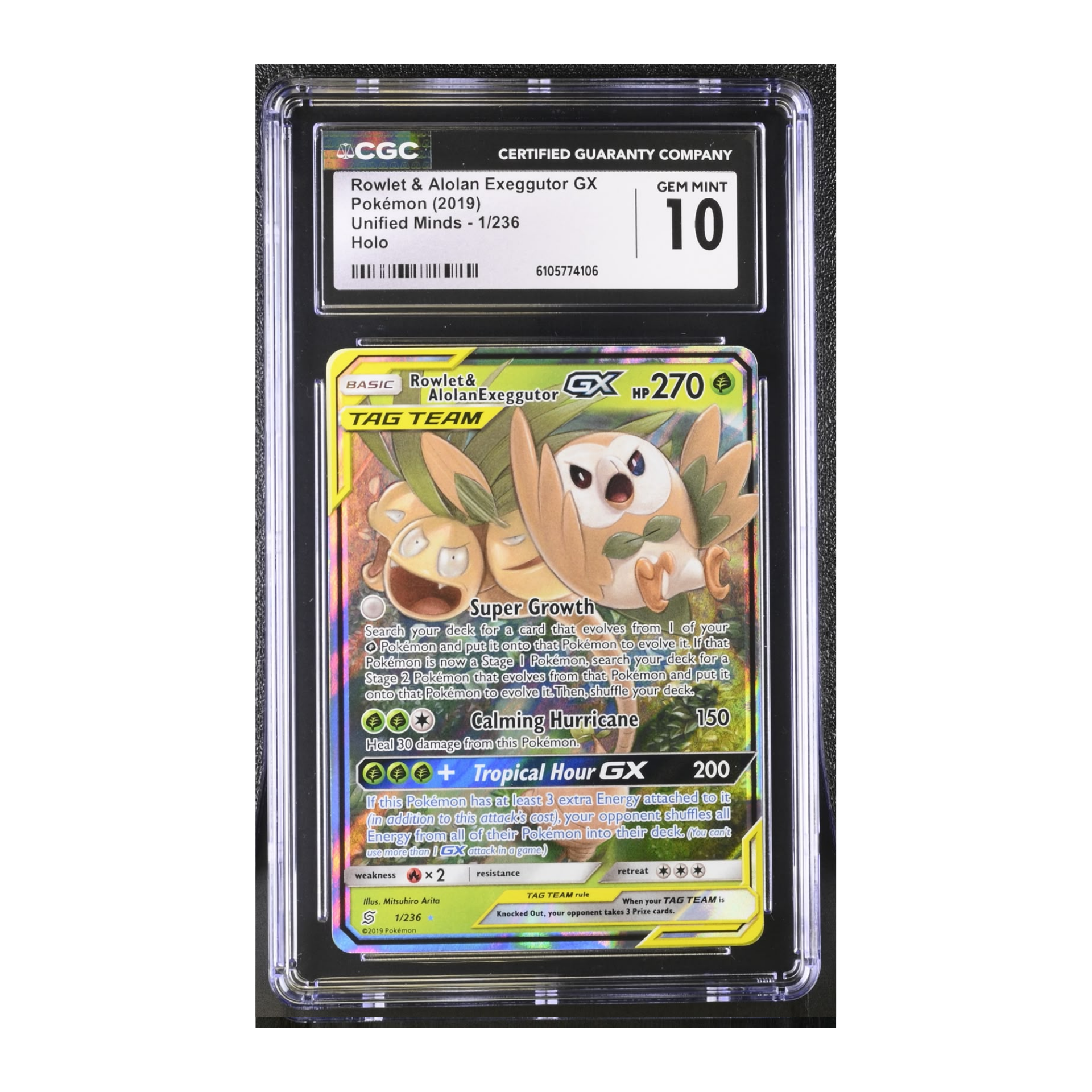 Rowlet & Alolan Exeggutor GX (2019) Unified Minds - CGC 10