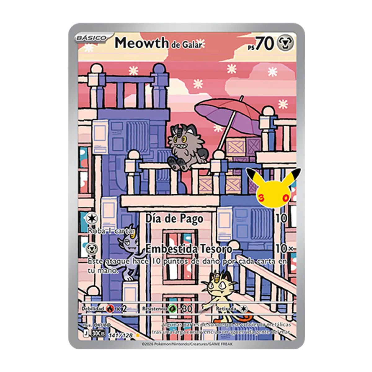 Meowth de Galar 30C 141 - NM Español