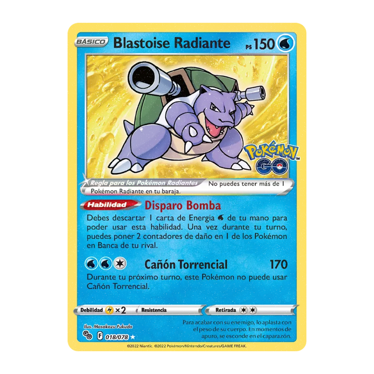 Blastoise Radiante PGO 018 - NM Inglés