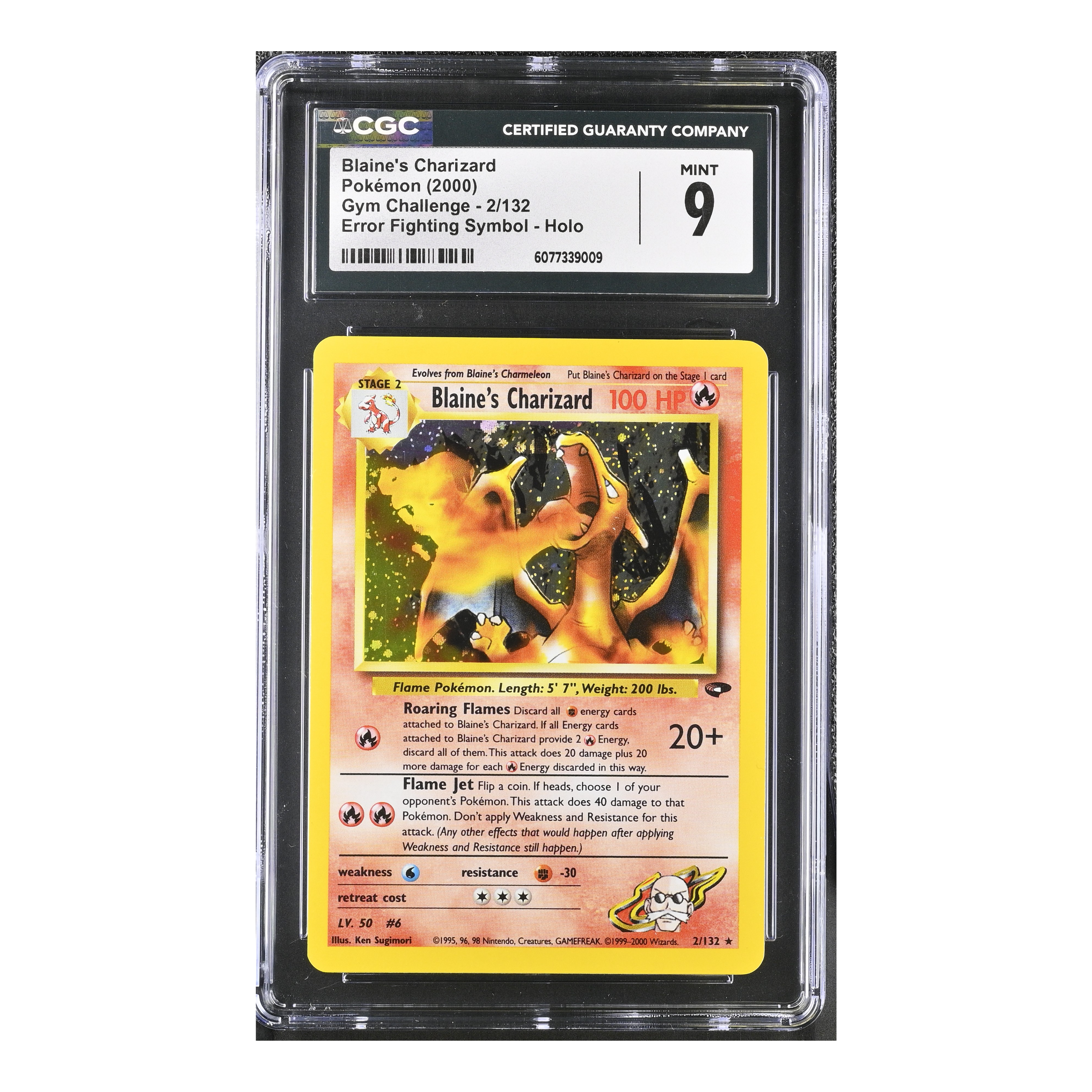 Blaine´s Charizard (2000) Gym Challenge Error Fighting Symbol Holo - CGC 9