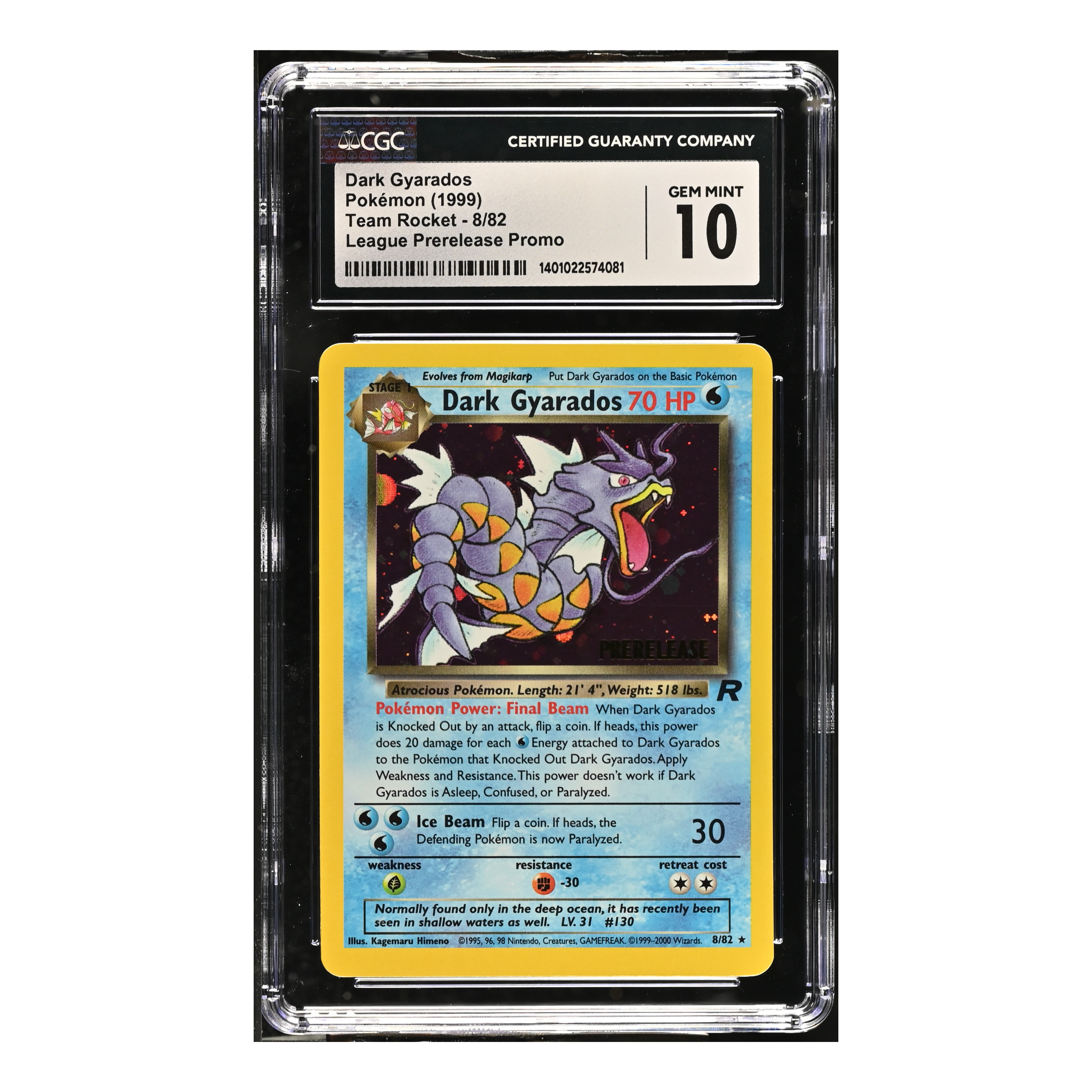 Dark Gyarados (1999) Team Rocket Prerelease Holo - CGC 10