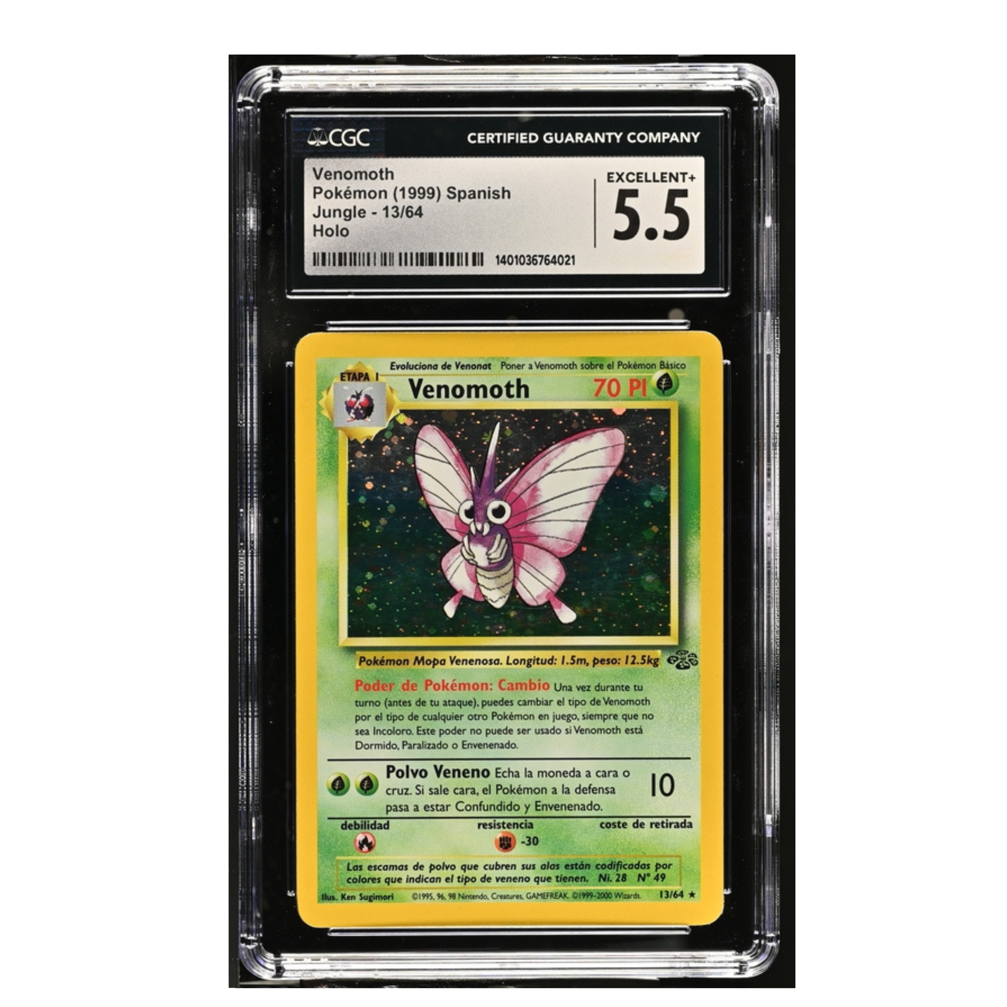 Venomoth Pokémon (1999) Spanish - Jungle - 13/64 - Holo - CGC 5.5